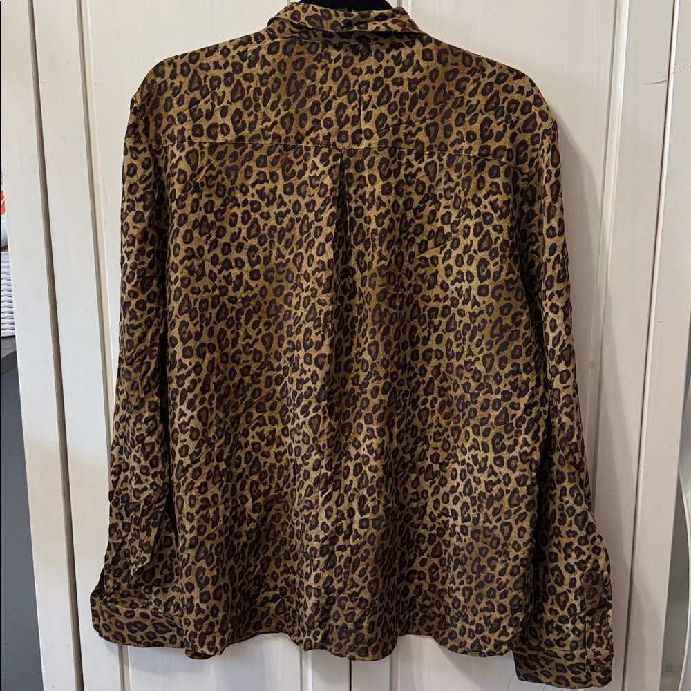 Garnet Hill Leopard Print Button Down Silk  Shirt Size 18 Womens - Picture 4 of 11